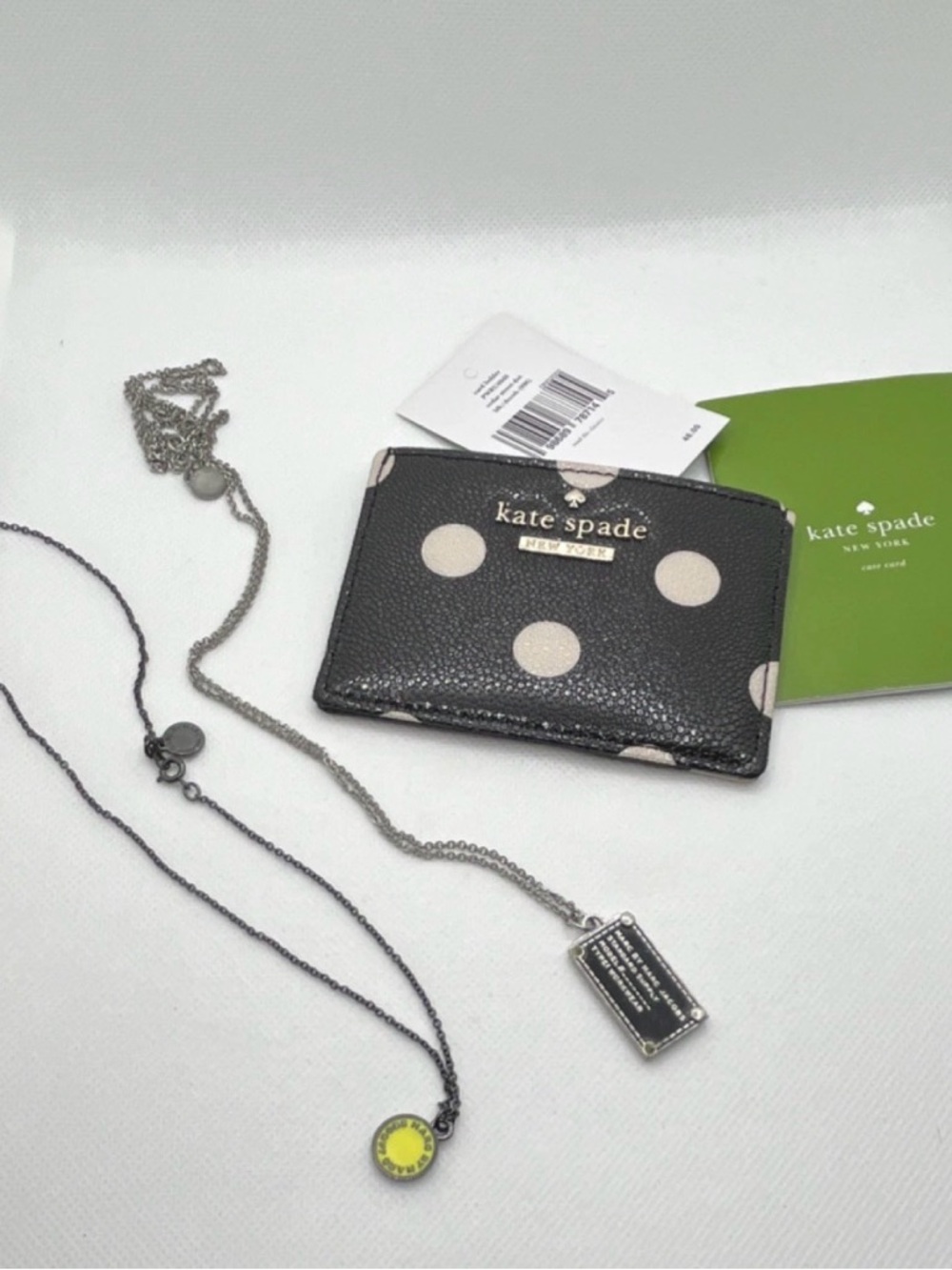 kate spade Black with Cream Polka Dot Card Holder